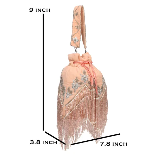 Peach_Embellished_Drawstring_Potli_Bag_For_Women