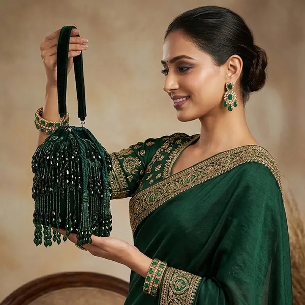 Green_Velvet_Beaded_Potli_Clutch_For_Women