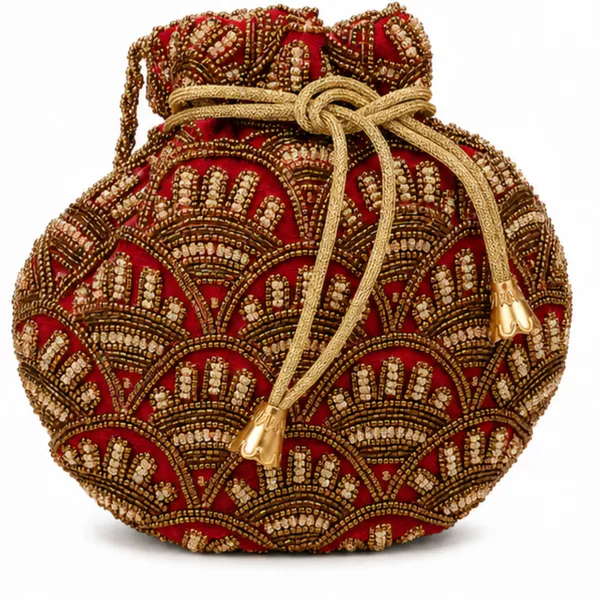 Magenta_Embellished_Potli_Bag_For_Women