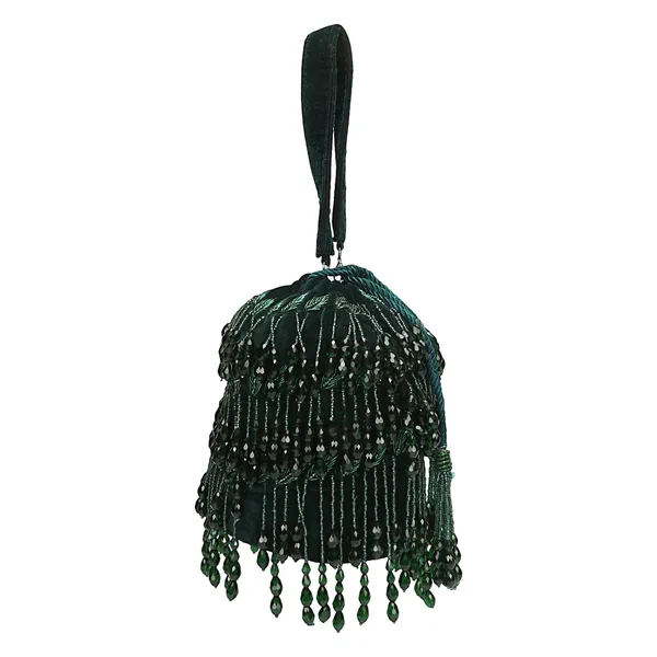 Green_Velvet_Beaded_Potli_Clutch_For_Women