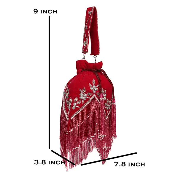 Red_Velvet_Embroidered_Potli_Bag_For_Women