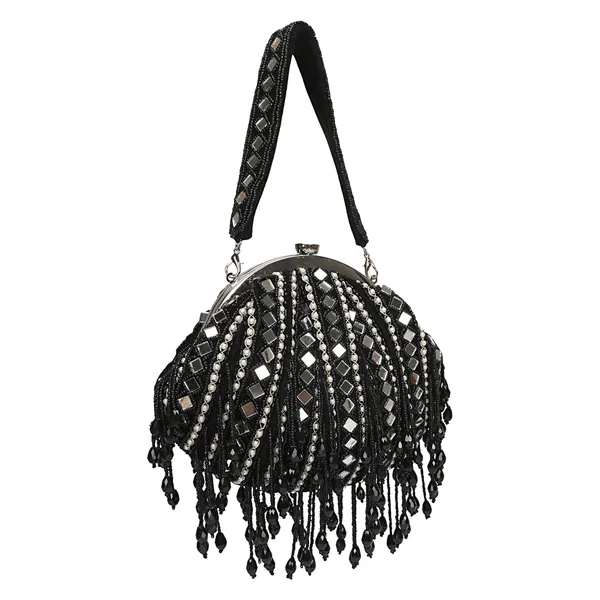 Black_Beaded_Embellished_Handbag_For_Women