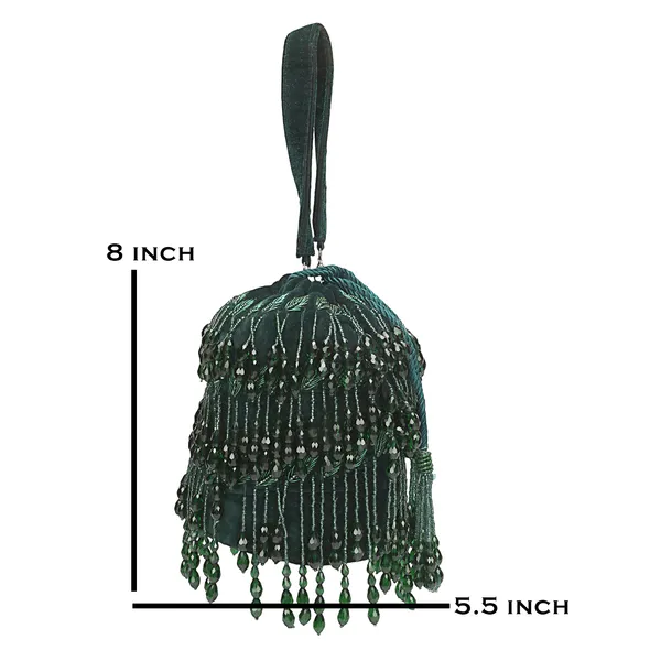 Green_Velvet_Beaded_Potli_Clutch_For_Women