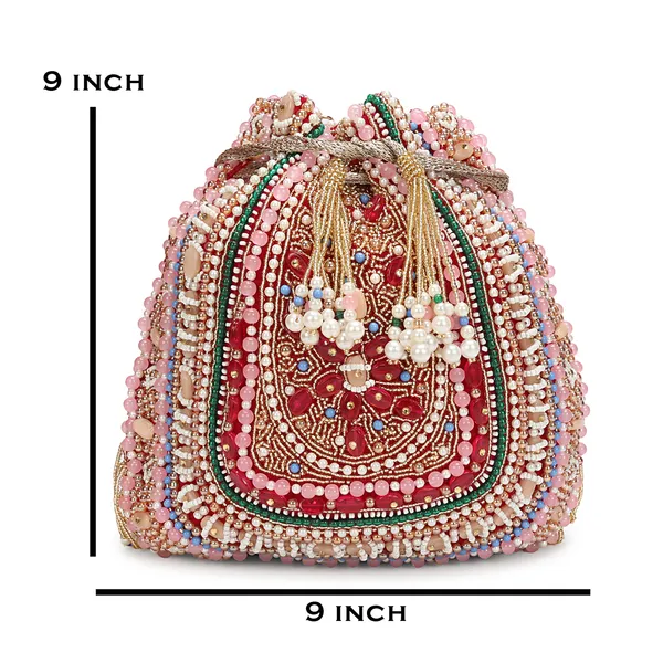 Red_Velvet_Embellished_Potli_Bag_For_Women