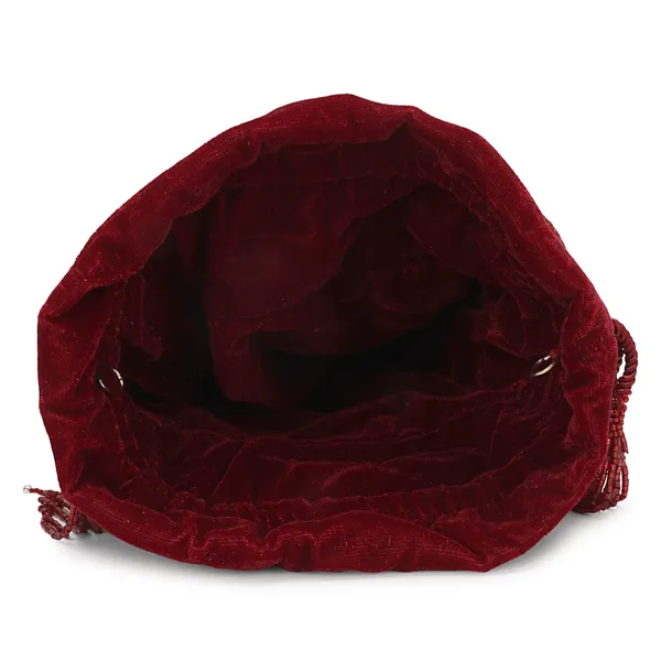 Maroon_Velvet_Embellished_Potli_Bag_For_Women