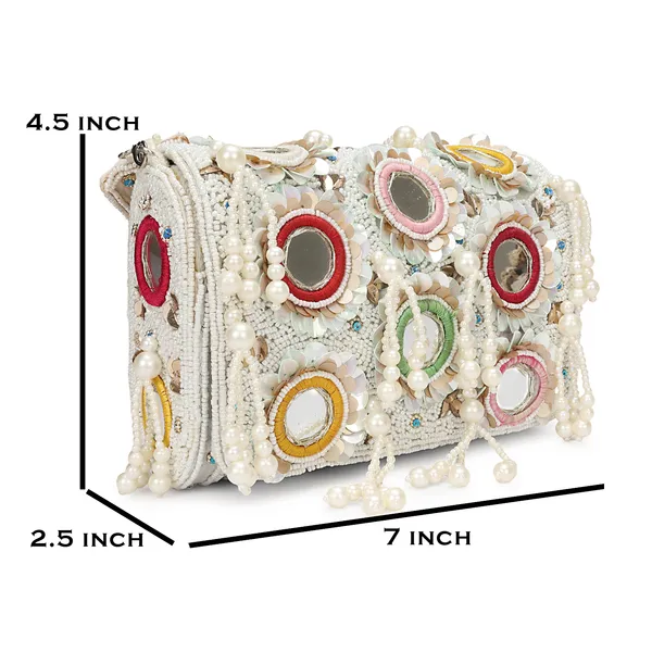 White_Beaded_Embellished_Shoulder_Bag_For_Women