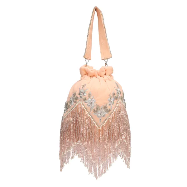 Peach_Embellished_Drawstring_Potli_Bag_For_Women