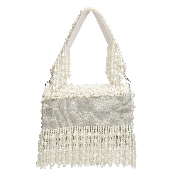 White_Beaded_Embellished_Shoulder_Bag_For_Women