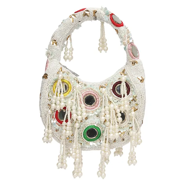 White_Beaded_Embellished_Handbag_For_Women