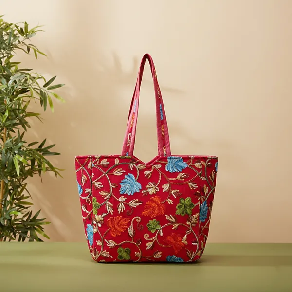 Red_Fabric_Embroidered_Tote_Bag_For_Women