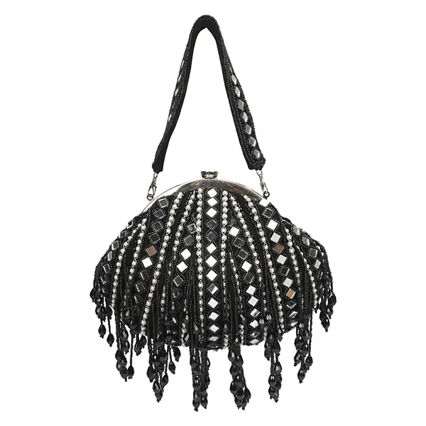 Black_Beaded_Embellished_Handbag_For_Women