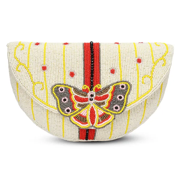 White_Beaded_Half_Moon_Clutch_Bag_For_Women