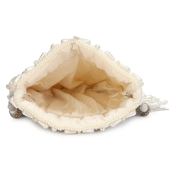 White_Beaded_Fringe_Clutch_Bag_For_Women
