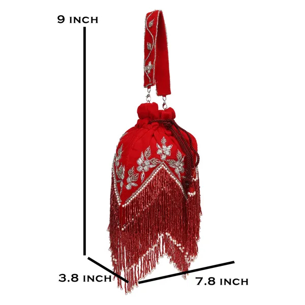 Red_Velvet_Embellished_Potli_Bag_For_Women