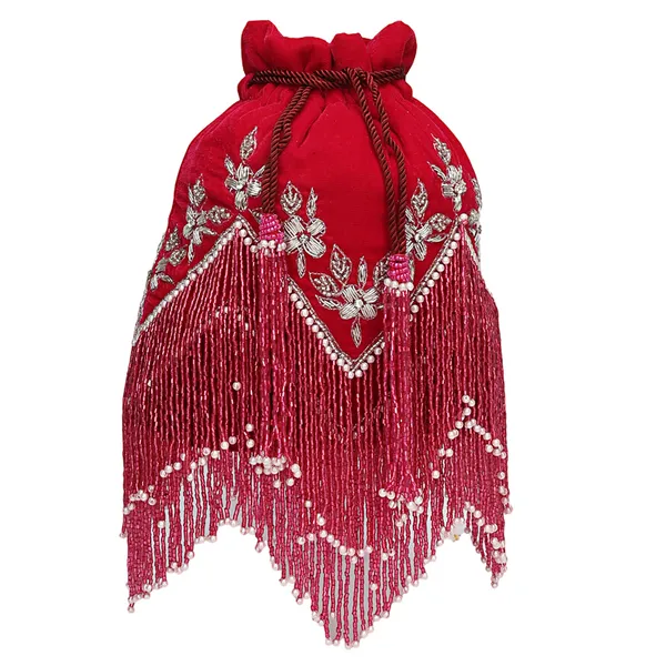 Red_Velvet_Embroidered_Potli_Bag_For_Women