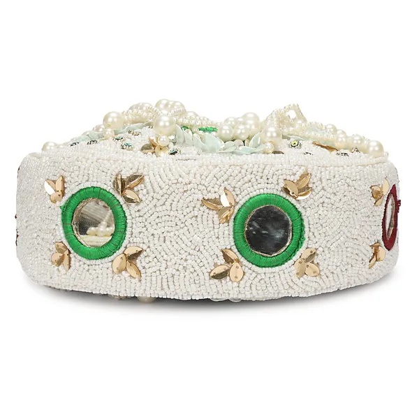White_Beaded_Embellished_Handbag_For_Women