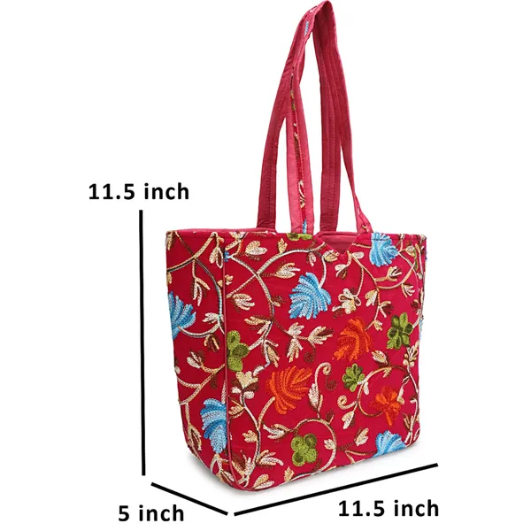 Red_Fabric_Embroidered_Tote_Bag_For_Women
