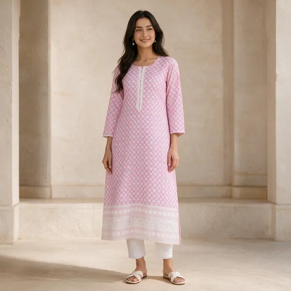 Pink_Cotton_Chikankari_Straight_Geometric_Print_Kurti_For_Women