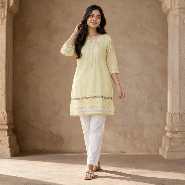 Light_Yellow_Chanderi_Silk_Straight_Embroidered_Kurta_Set_For_Women