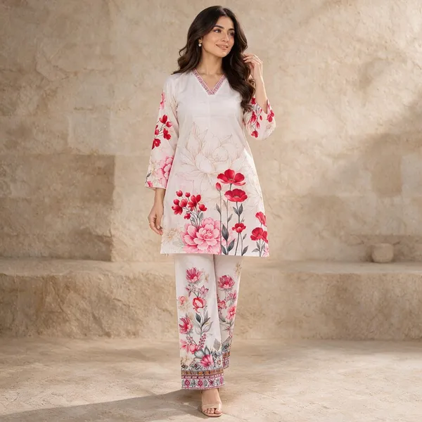 Cream_Linen_Cotton_Straight_Floral_Print_Co-Ord_Set_For_Women