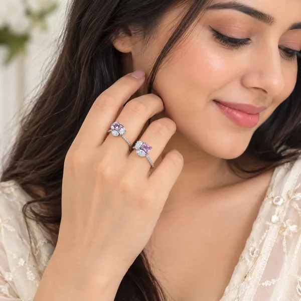 Gold_Tone_Stainless_Steel_Lavender_Crystal_Cluster_Ring_For_Women_Pack_Of_2
