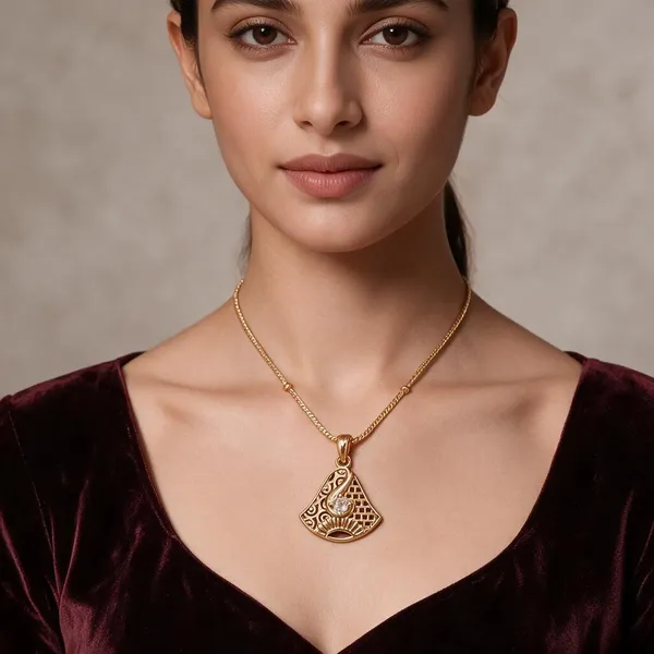 Gold_Stainless_Steel_Openwork_Stone_Accent_Pendant_Necklace_For_Women