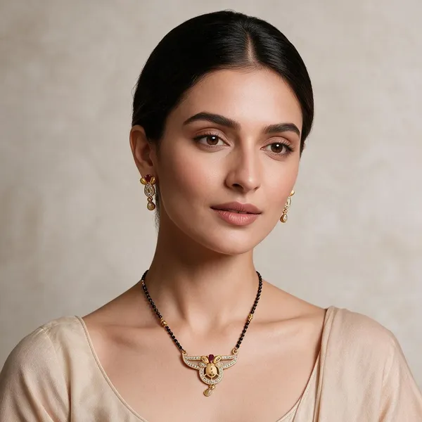 Gold_Tone_Black_Bead_Crystal_Mangalsutra_Set_For_Women