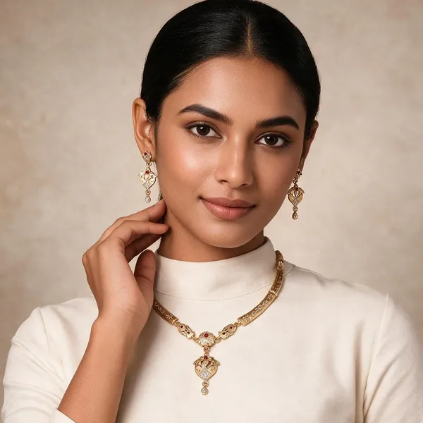 Gold_Stainless_Steel_Red_Stone_Studded_Jewellery_Set_For_Women