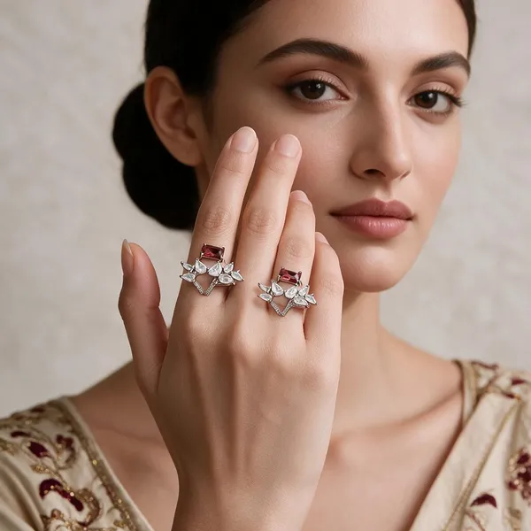 Silver_Stainless_Steel_Crystal_Floral_Ring_For_Women_Pack_Of_2