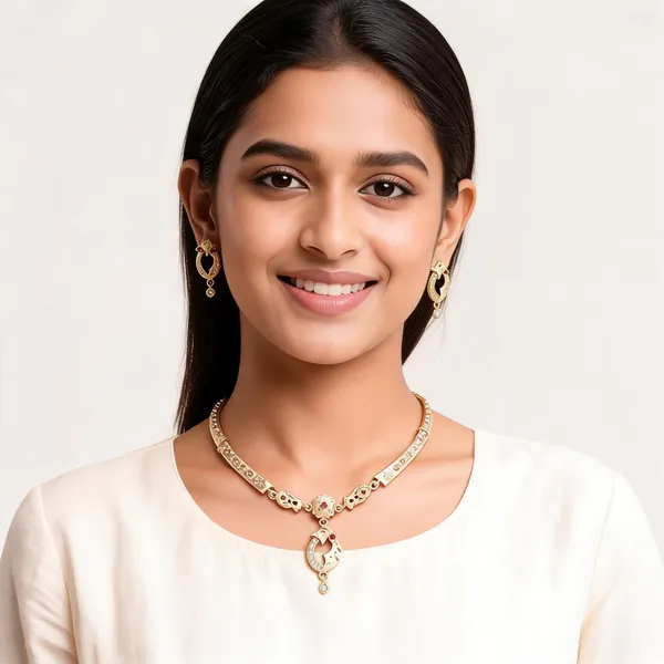 Gold_Stainless_Steel_Floral_Stone_Traditional_Necklace_Earrings_Set_For_Women