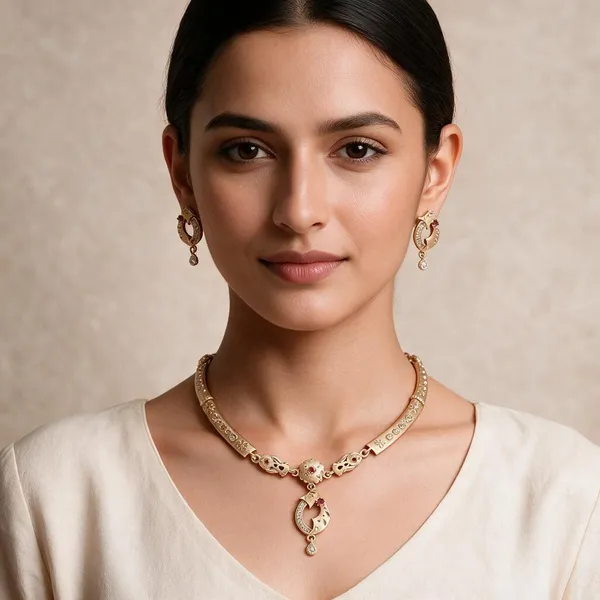 Gold_Stainless_Steel_Floral_Stone_Traditional_Necklace_Earrings_Set_For_Women