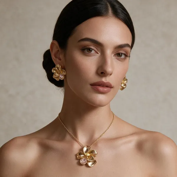 Gold_Stainless_Steel_Floral_Necklace_Earrings_Set_For_Women_Pack_Of_2