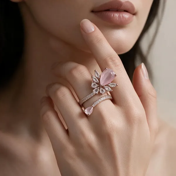 Pink_Silver_Stainless_Steel_Floral_Stone_Ring_For_Women