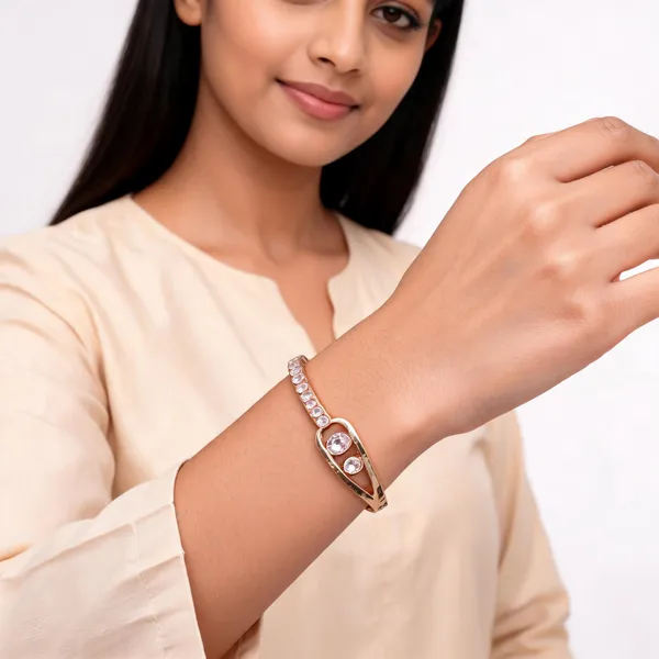 Gold_Stainless_Steel_Crystal_Open_Bangle_Bracelet_For_Women