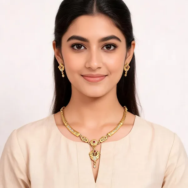 Gold_Stainless_Steel_Floral_Paisley_Stone_Necklace_Earrings_Set_For_Women