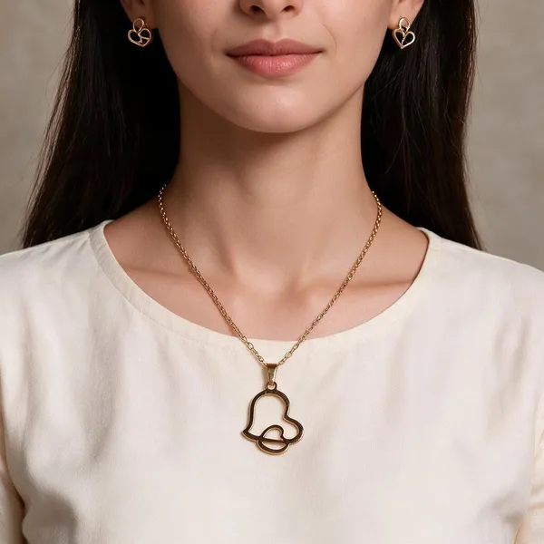 Gold_Tone_Stainless_Steel_Heart_Pendant_Set_For_Women