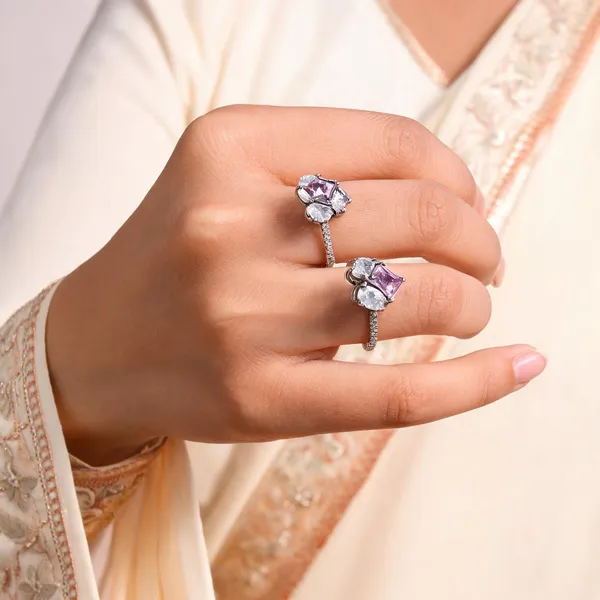Gold_Tone_Stainless_Steel_Lavender_Crystal_Cluster_Ring_For_Women_Pack_Of_2