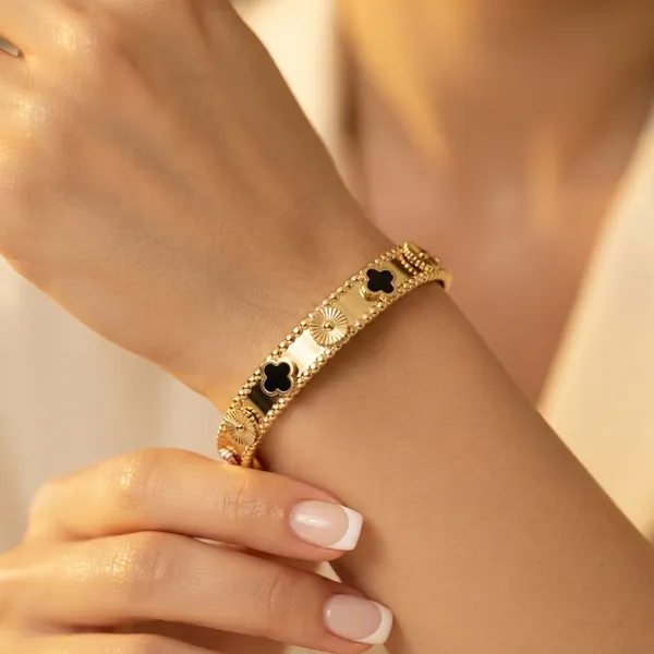 Gold_Tone_Floral_Cuff_Bracelet_For_Women