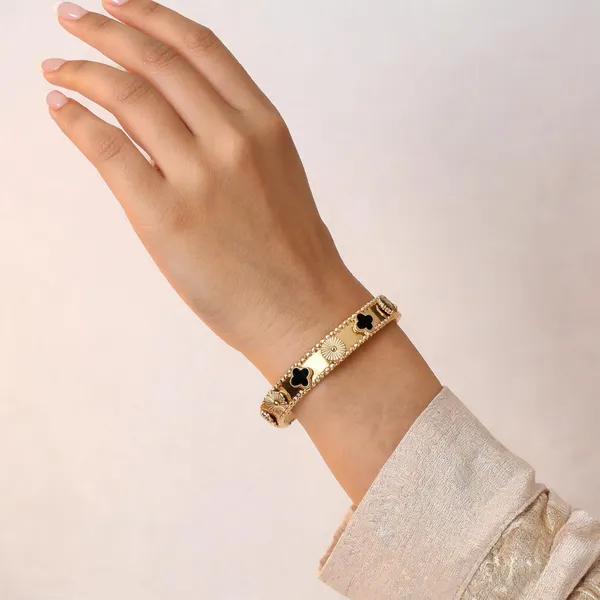 Gold_Tone_Floral_Cuff_Bracelet_For_Women