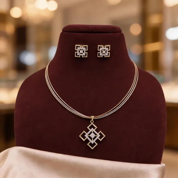 Gold_Tone_Geometric_Necklace_And_Earrings_Set_for_Women