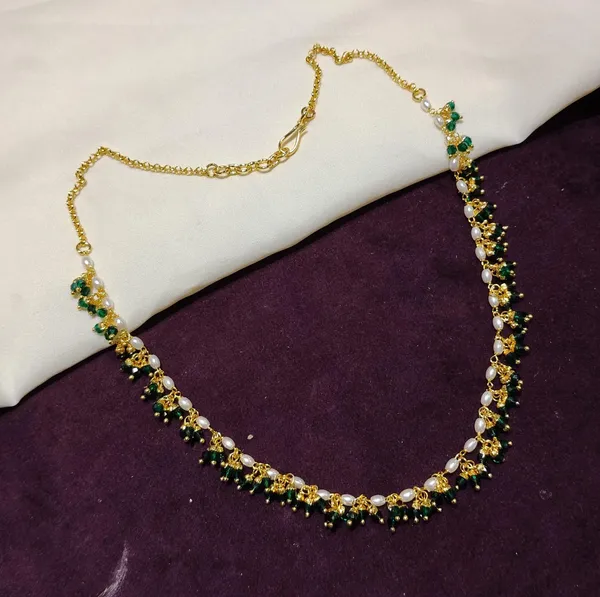 Gold_Tone_Green_Beaded_Necklace_for_Women