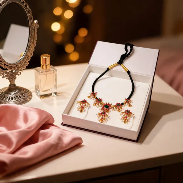 Black_thread_floral_kempstone__Necklace_Set_For_Women