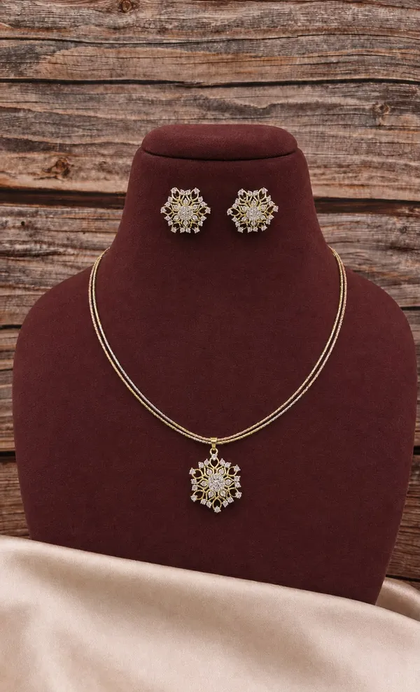 Gold_Tone_Floral_Necklace_And_Earrings_Set_for_Women
