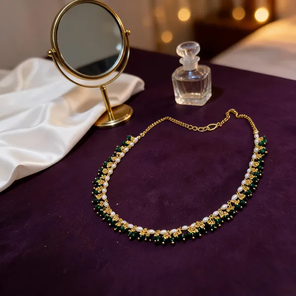 Gold_Tone_Green_Beaded_Necklace_for_Women