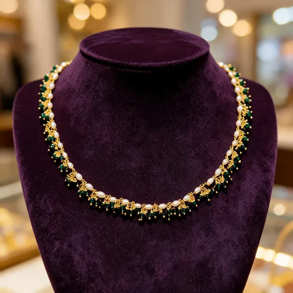 Gold_Tone_Green_Beaded_Necklace_for_Women