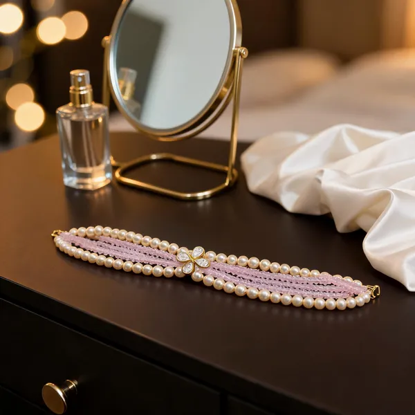 Gold_look_alike_Pink_Pearl_Multi-Strand_Necklace_set_for_Women