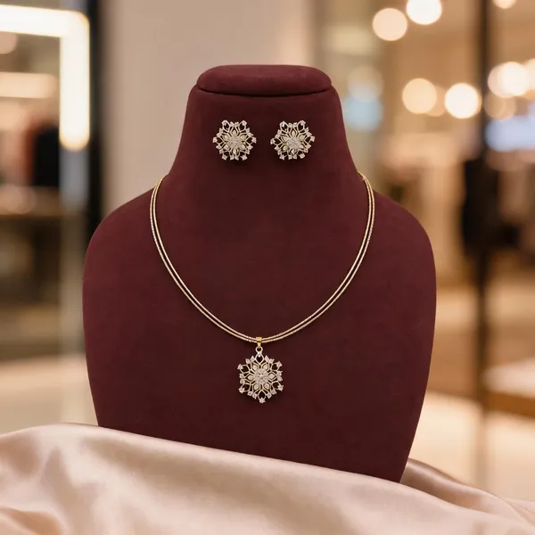 Gold_Tone_Floral_Necklace_And_Earrings_Set_for_Women