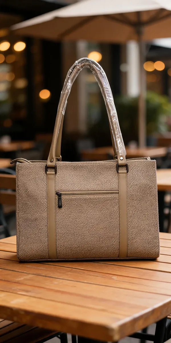 Beige_Woven_Fabric_Structured_Tote_Bag_For_Women