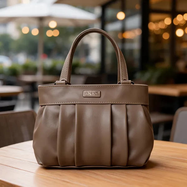 Taupe_Faux_Leather_Pleated_Handbag_For_Women