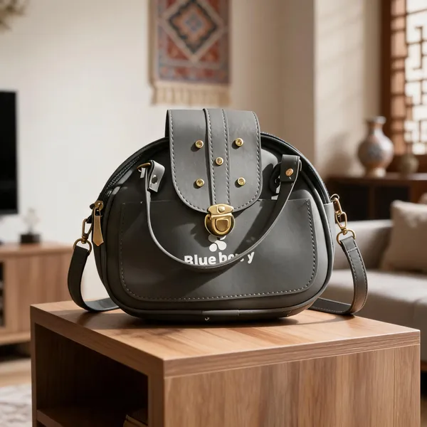 Black_Synthetic_Leather_Crossbody_Handbag_For_Women